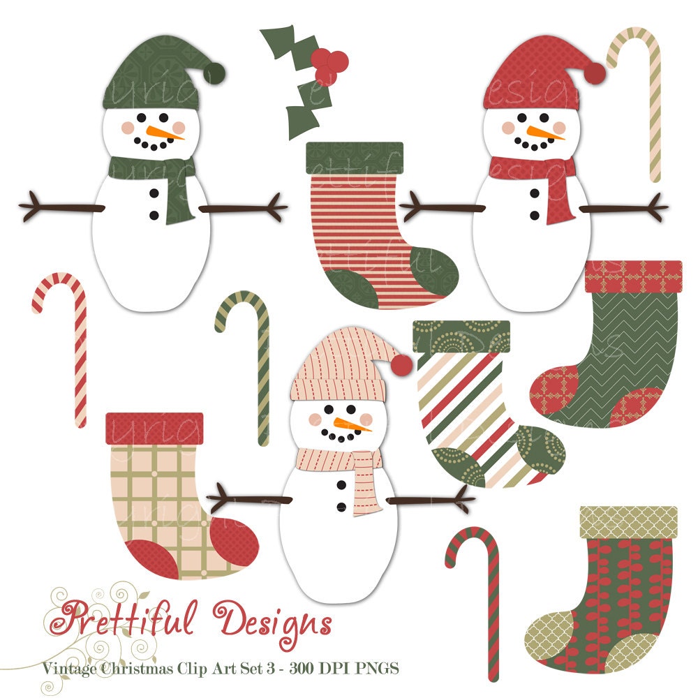 50% OFF SALE Christmas Clip Art - Personal or Commercial Use - Vintage Christmas Set 3 (401) Il_570xn