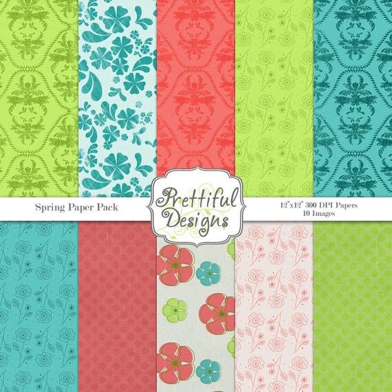 50% OFF SALE Digital Paper pack - Personal and Commercial Use - Spring (108) Il_570xn