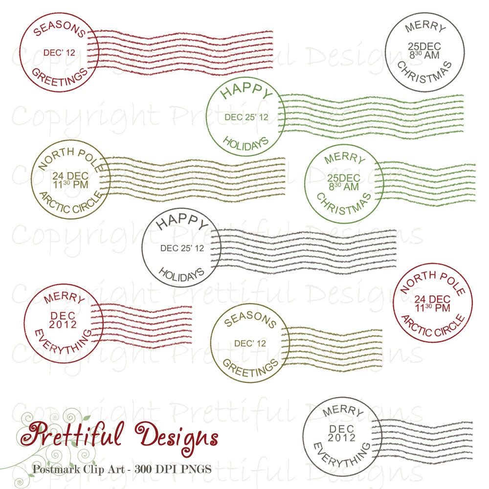 50% Off Sale SALE Christmas Postmark Clip Art Noel Happy Holidays North Pole CU ok Noel (497) Il_570xn