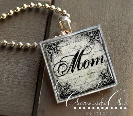 Beautiful Vintage Mom (020) Pendant Glass Tile Necklace