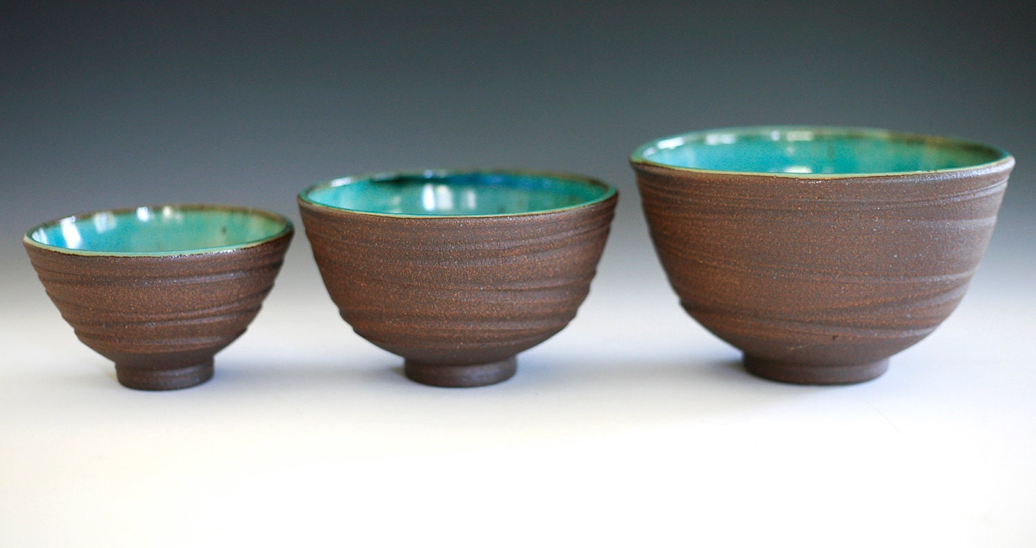 DISCOUNTED, Handmade Ceramic Nesting Bowls
