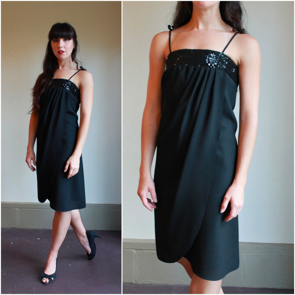 70s Little Black Dress  /  Vintage 1970s Cocktail Dress  /  Evening Dress  /  Small