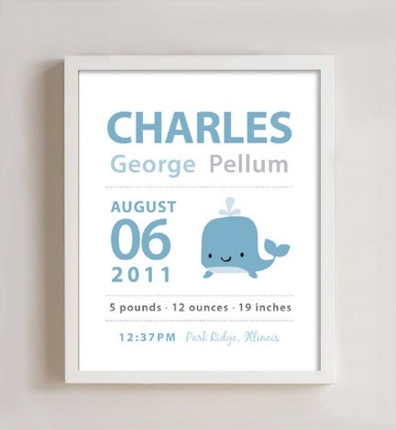 8 x 10 - Whale Birth print - custom wall art Il_570xn