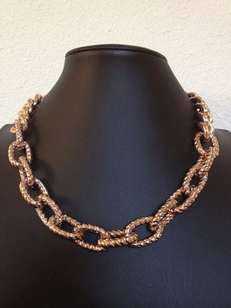 Rose Jellie II,  Chunky Single Rose Gold Chain Link  Necklace