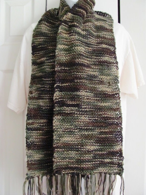 Mens Camo Scarf Extra Wide Camouflage Hunting by AspenLeaves