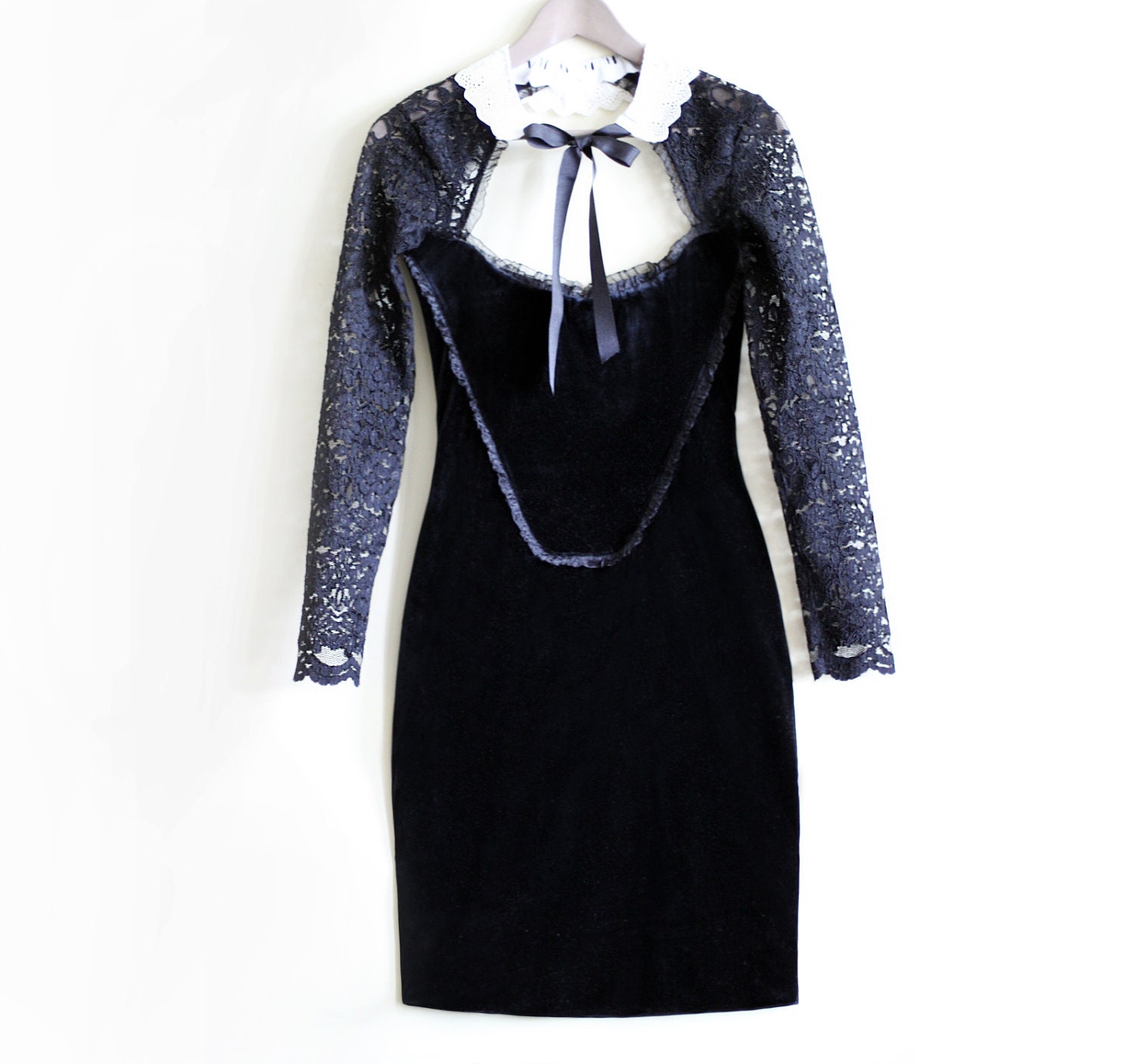 Emilio Pucci Velvet Lace Dress Replica, Gothic Dress, Corset Dress, Velvet Dress, Mini Black Dress, MBD