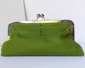 Green Linen Clutch Handbag - Eyelah