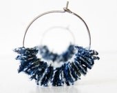 Blue Jean Earrings Upcycled Denim Jewelry Silver Hoops  by TrashN2Tees