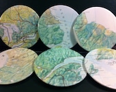 Eastern Canada Vintage Map Coasters - Eastern Canada, Canada (Set of 6)