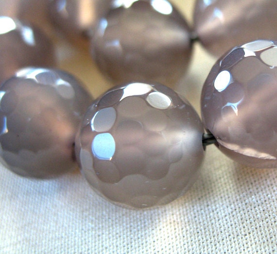 RESERVE for SH Micro Faceted Medium to Dark Gray Agate Round Beads, large 12mm, full strand, 15.5"