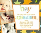 Baby Boy Custom Photo Birth Announcement