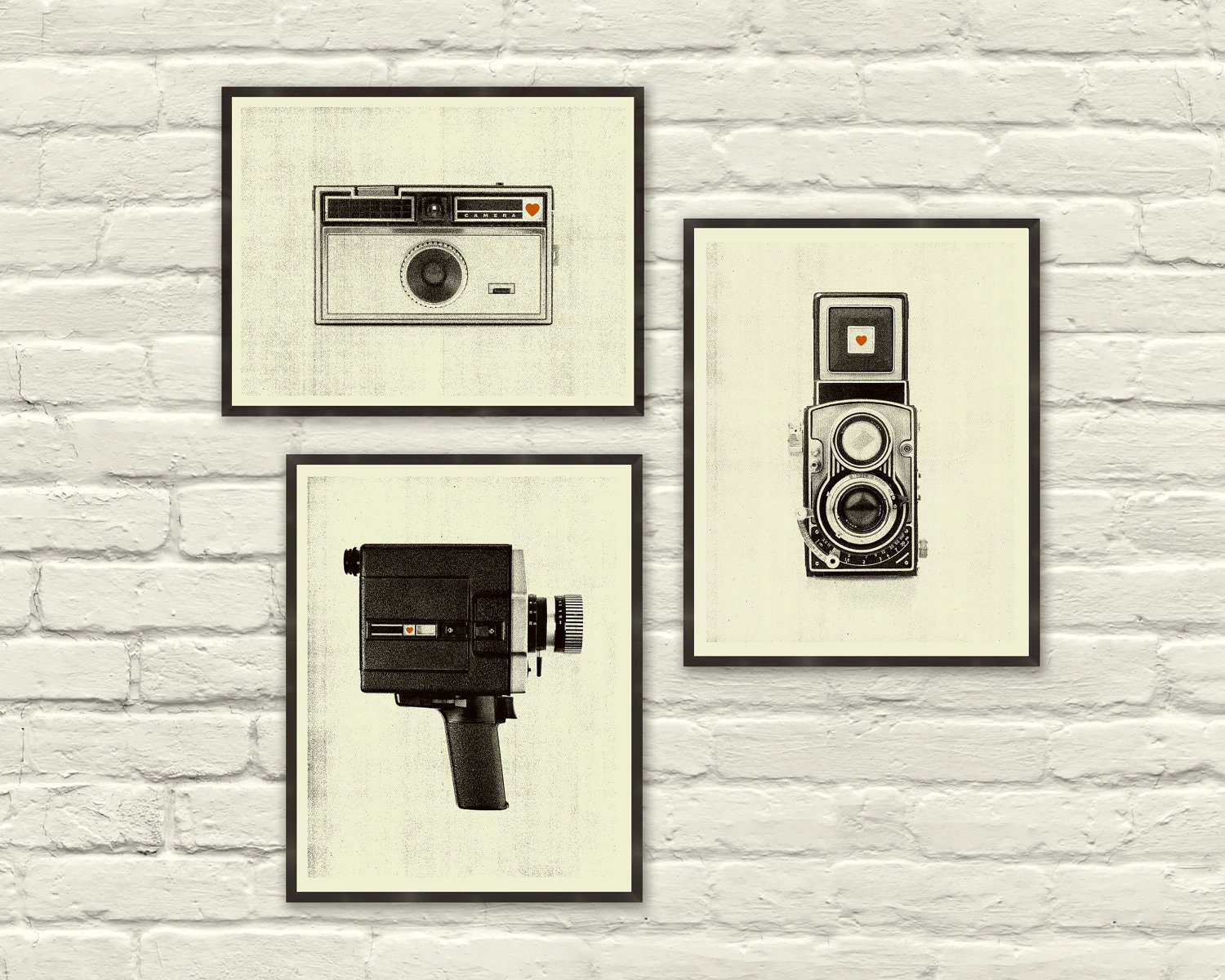 VINTAGE CAMERA LOVE - 8.5 x 11, 8 x 10 Art Prints, Posters, Heart, Cassette Tape, Vinyl, Clock, Radio, Music, Nursery, Boutique, Hipster