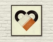 VINTAGE VINYL LOVE - 8 x 8 Art Print, Poster, Heart, Music, Nursery, Boutique, Hipster, Vintage Style, Retro Home