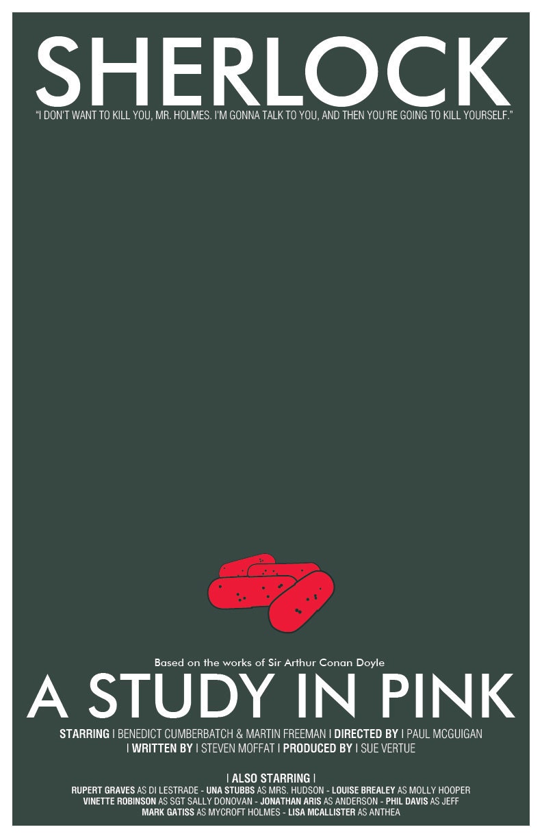 11x17 Sherlock Art Print Collection: "A Study in Pink", "The Blind Banker", and "The Great Game" - A Modern Mystery Poster Series