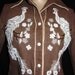 Amazing vintage 70's western cowboy brown cotton shirt with white silver beaded peacocks