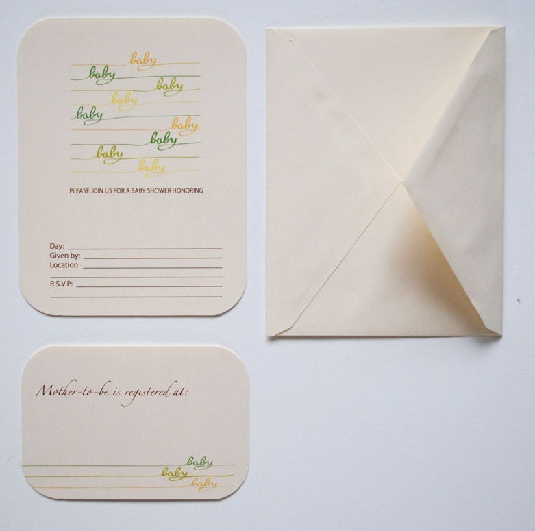 Blank 'Baby Baby' Baby Shower Invitations - Set of 8
