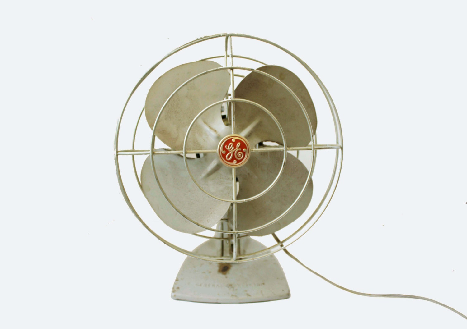 General Electric Vintage Metal Fan in Silver Grey