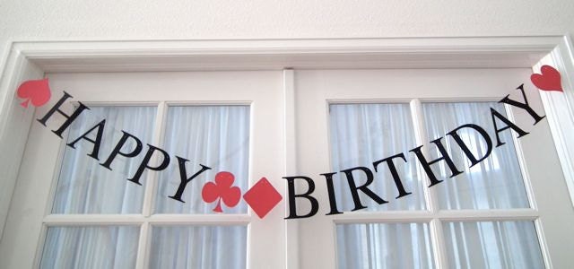 NEW.  HAPPY BIRTHDAY Banner.  Casino Night.  Poker Party.  Card-Themed Party.  Gambling.