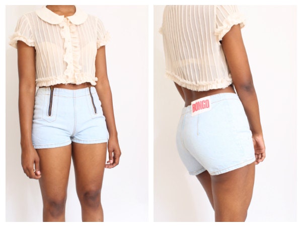 Vtg BONGO Double Zipper High Waist Shorts size 9
