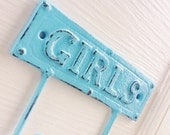 Cast Iron GIRLS Wall Hook - Vintage Inspired - Old Fashioned - Robins Egg Blue - Turquoise -  Wall Mount Rack - Summer -Aqua-Wall Decor-