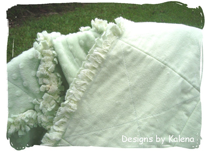 Minky Chenille Rag Quilt - Sage Green - Toddler, Crib - Boy or Girl