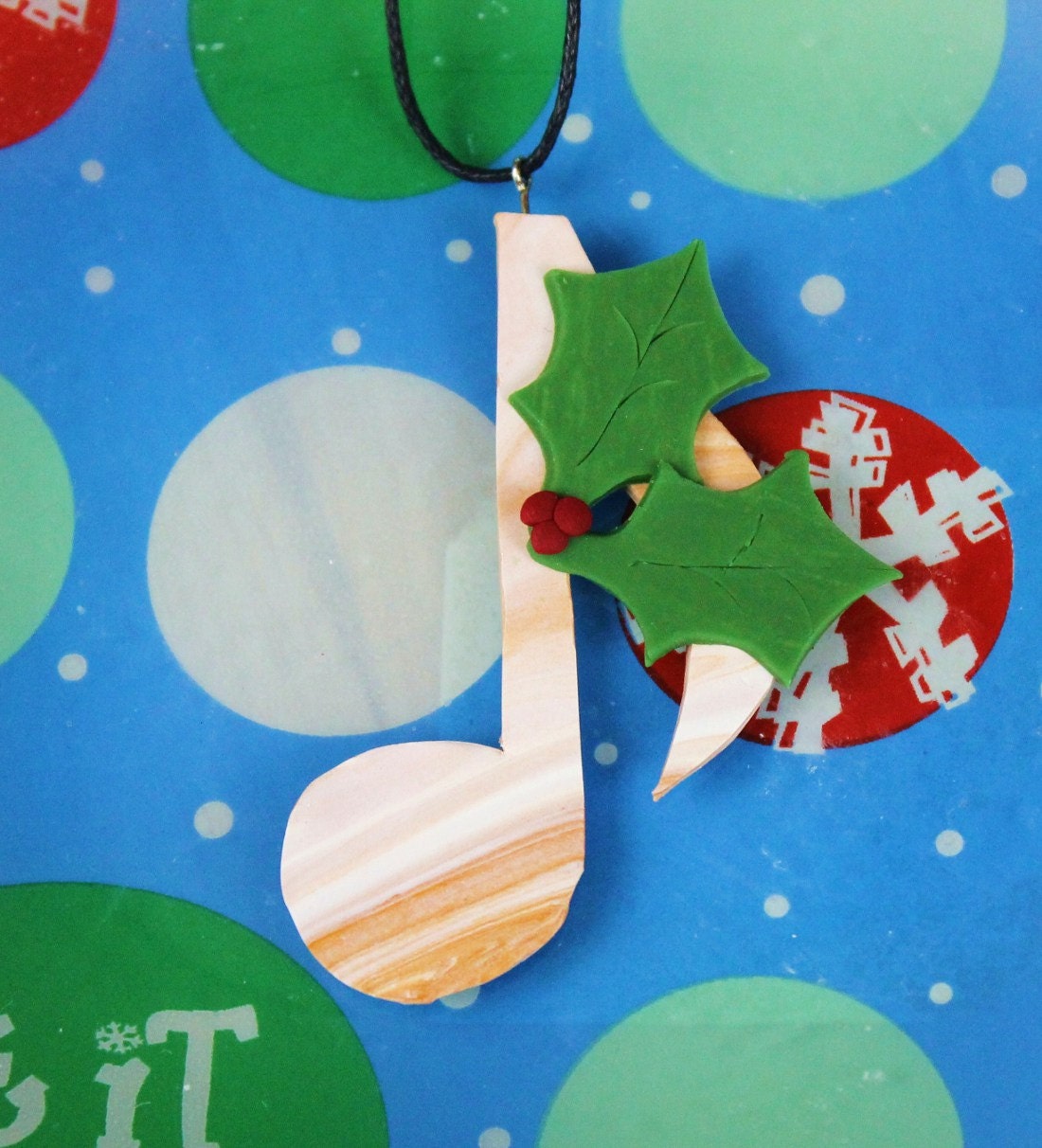 Musical Holly Ornament - Music Note Christmas Ornament