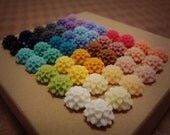 SALE 48PCS - 24 COLORS Rainbow Dahlia -CMVision Exclusive-10mm white, ivory, pink, olivine, blue, mauve, yellow,latte, purple,turquoise Rf04