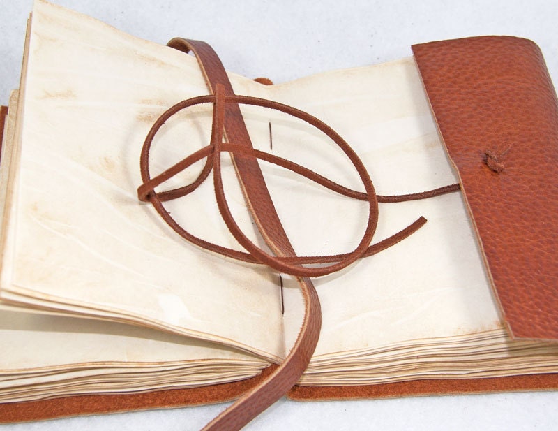 Light Brown Leather Journal with Tea Stained Pages