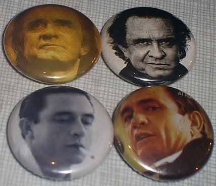 4 JOHNNY CASH The Man in Black one inch pin back buttons badge set