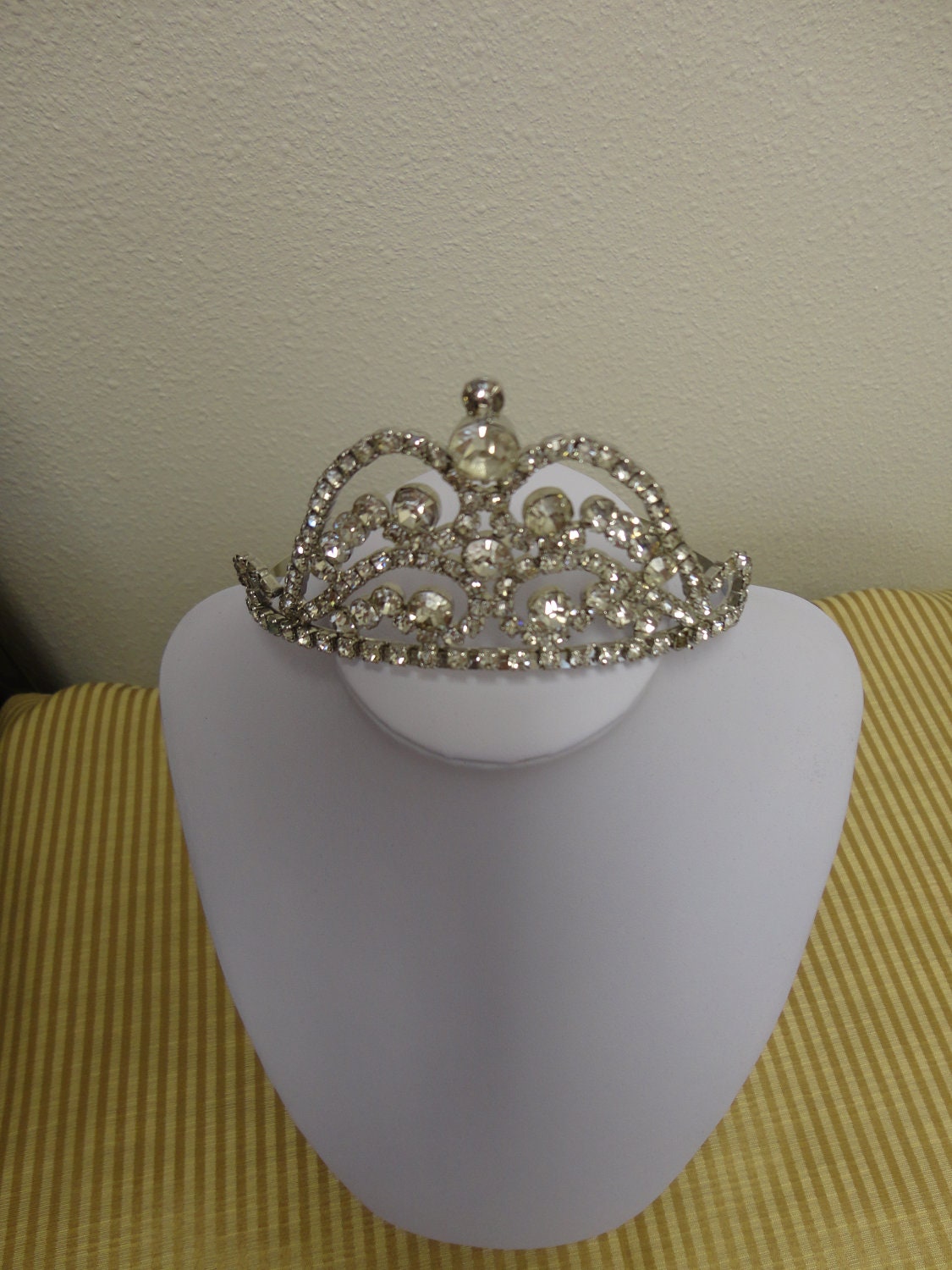 Vintage Clear Rhinestone Silver Tone Tiara