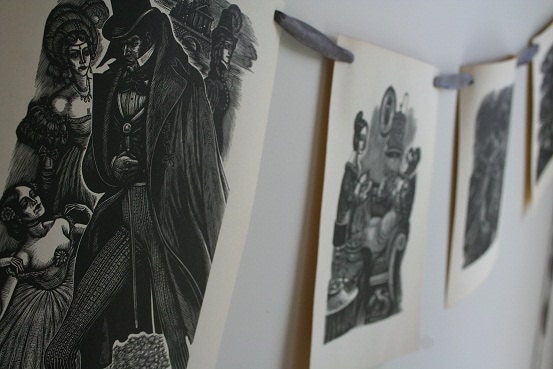 Jane Eyre Banner - Set I - Black and White - Gothic - Woodcut Engravings - Literature