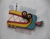 Twisted Fish 138, Original Found Object Sculpture, Wood Carving, Wall Art, by Fig Jam Studio