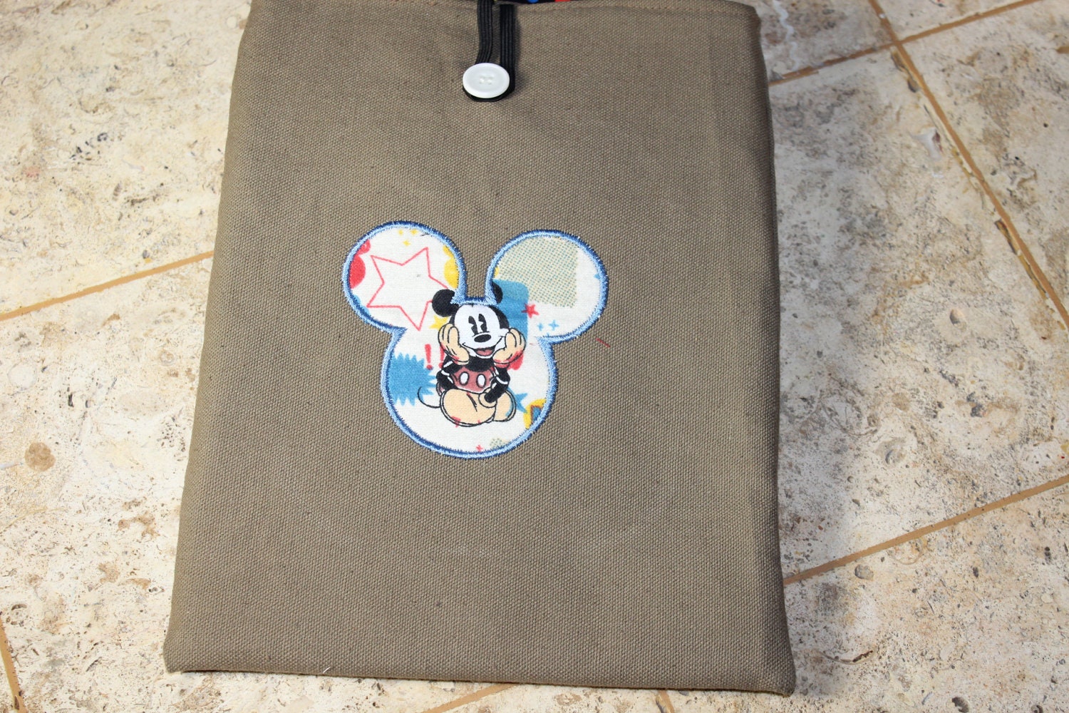 Disney iPad Case / Mickey iPad Mini Case / iPad 2 Case / iPad 3 Case / Mickey Mouse iPad Cover - Tan with applique Mickey