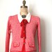 vintage ladies SUIT sweater & knit skirt / red bow FRENCH CHIC Laura Yang - deadstock - nos