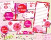 CHRISTMAS - Mod Snowflake Christmas Printable Party Pack Collection - Christamas Party Pack