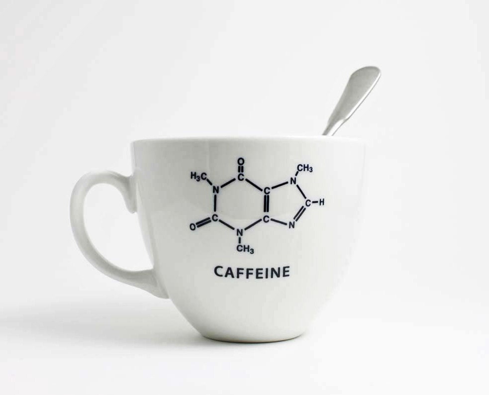 Caffeine Chemistry Coffee Cup - Porcelain Cup with Caffeine Molecule