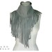 Grey Fringe Leather Cowl Scarf, Soft Deerskin Neck Piece in stock