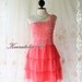 Princess Of The Night Cocktail Dress - Salmon Coral Pearl Beads Embroidered One Shoulder Tutu Wedding Night Party Prom Cocktail Size M