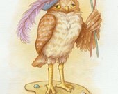 Owl Artist - Original Acrylic Painting