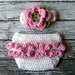 Emma Beanie, Headband, Diaper Cover and Macthing Booties Available in Newborn to 12 Months Size- MADE TO ORDER