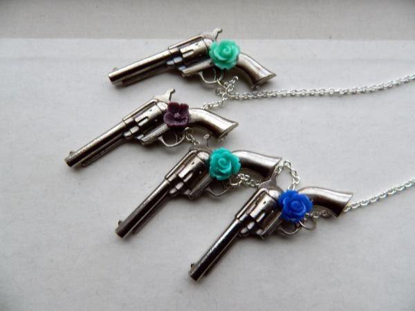 Gun Necklace Vintage Repurposed Country Chic Rose One of A Kind Lisiting for One Gun