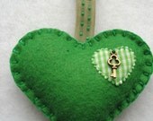 Green Felt Heart Shape Key Ring Felt Bag Charm