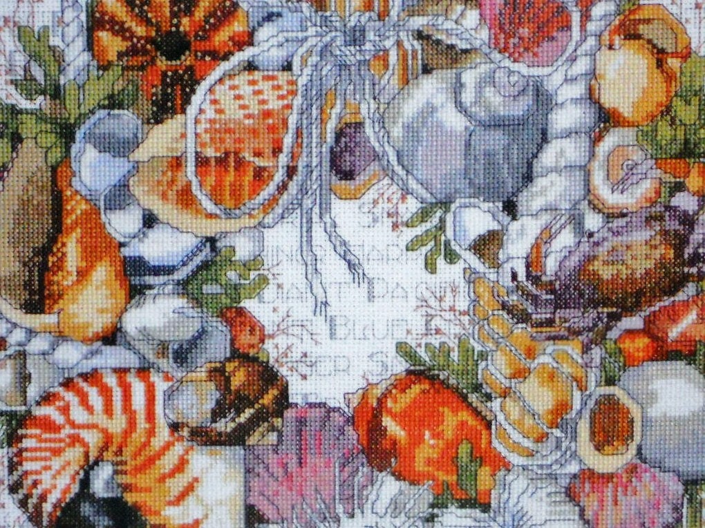 Seashell Wreath Counted Cross Stitch Kit 2005 Janlynn