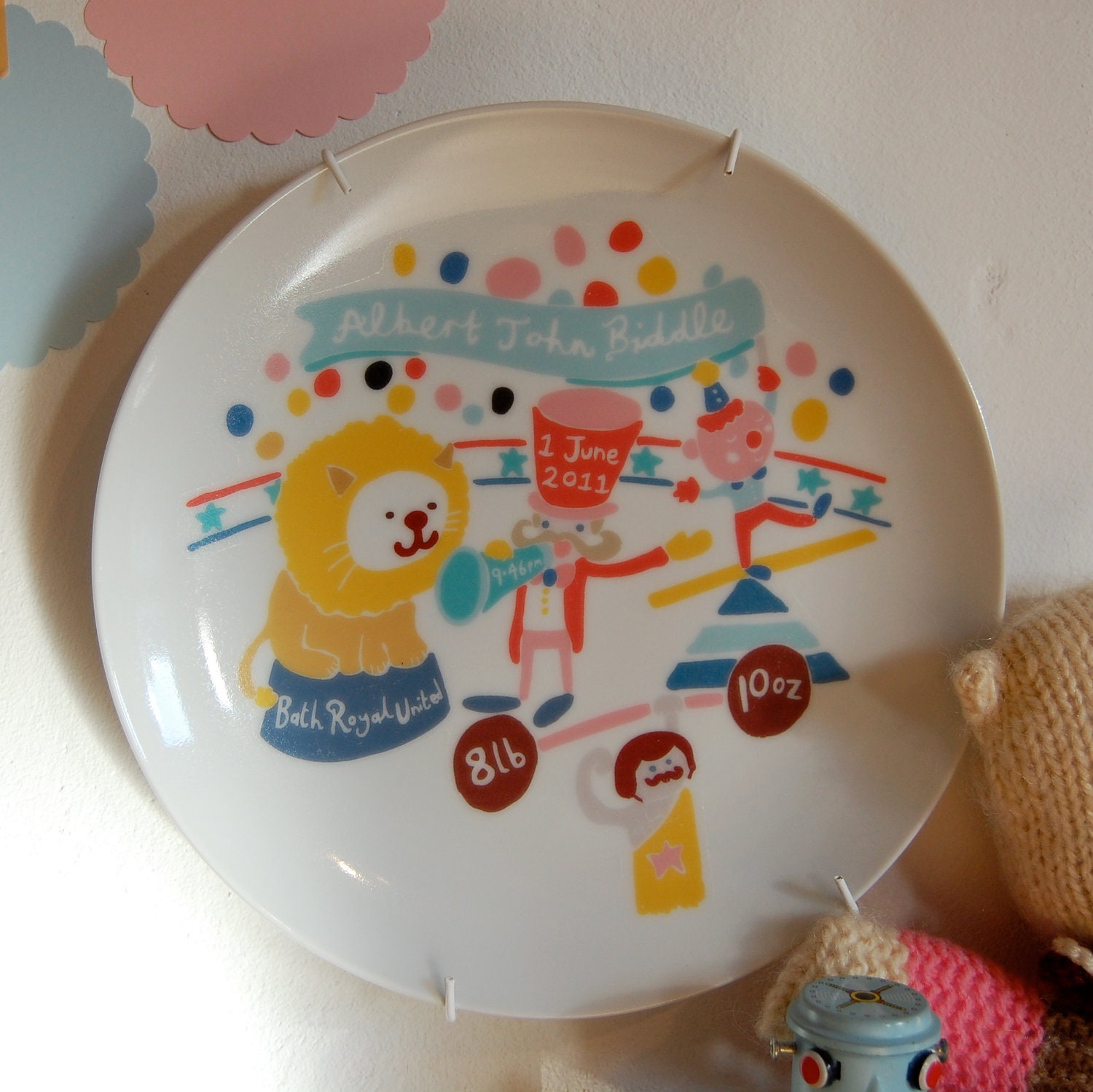 Custom Baby Birth Plate Circus Theme