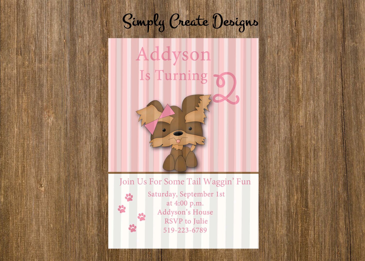 Dog Invitation Puppy party PERSONALIZED 5X7 Jpeg DIGITAL file Il_570xn