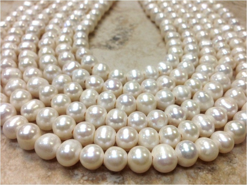 15.5 inch 9-10 mm Large Hole Freshwater Pearl Beads - White - 2.0 mm hole (W4321G3950)