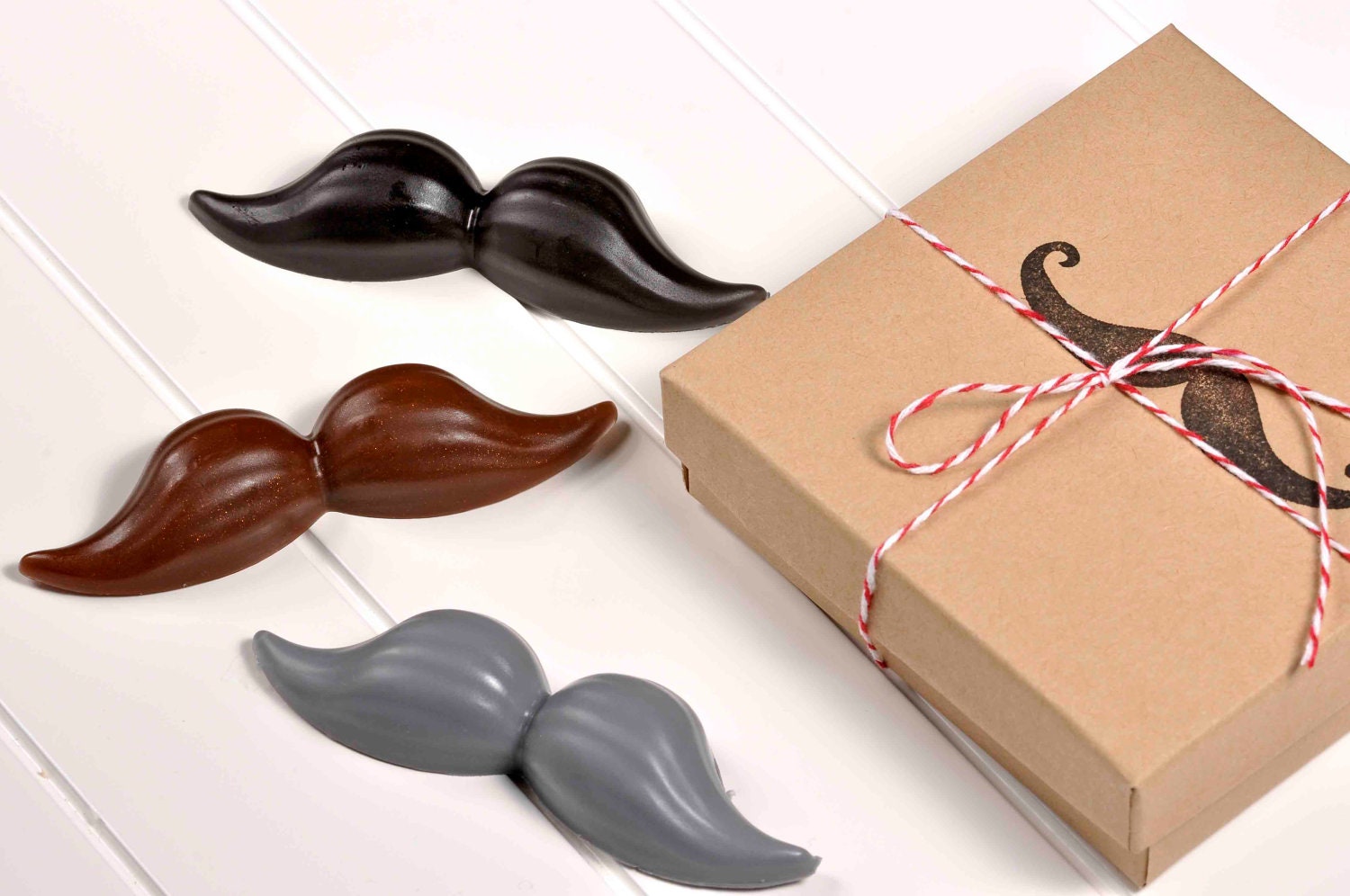 Fathers day gift - Fancy Mustache Gift Set - Three mustaches in a fancy gift box
