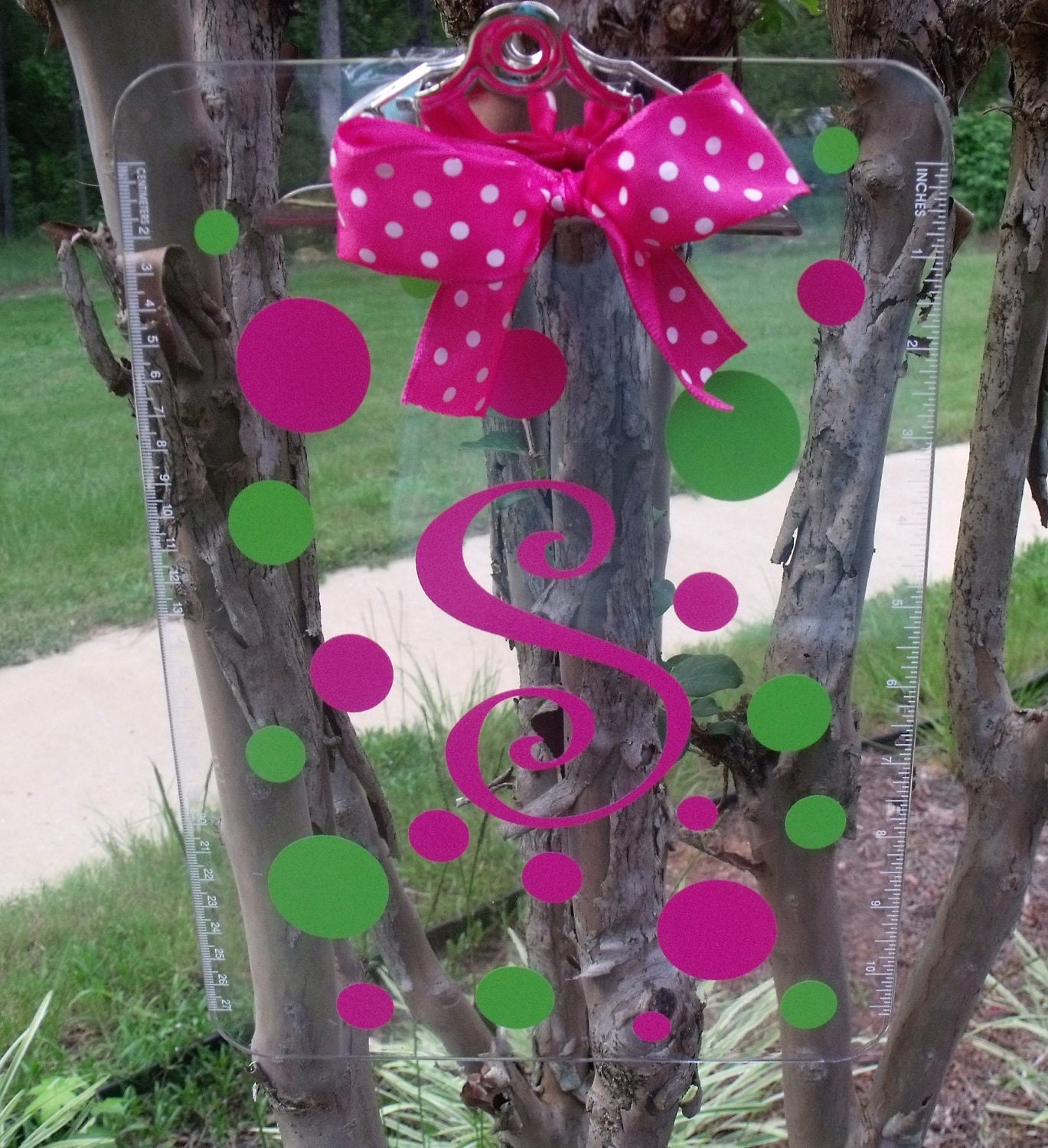 Preppy Personalized Polka Dot Clear Clipboard