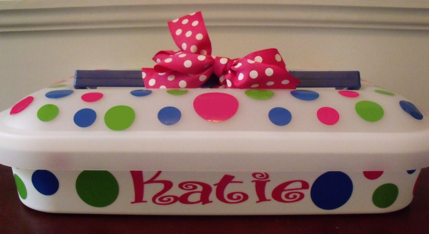 Large Personalzied Polka Dot Square Cake Carrier