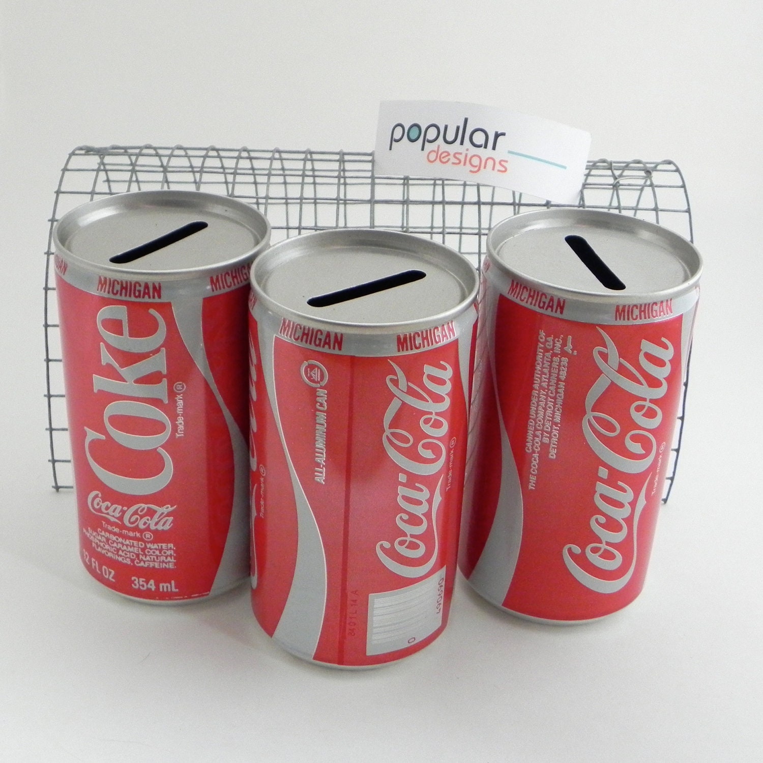 Coca-Cola Soda Pop Can Coin Bank Coke Vintage Michigan